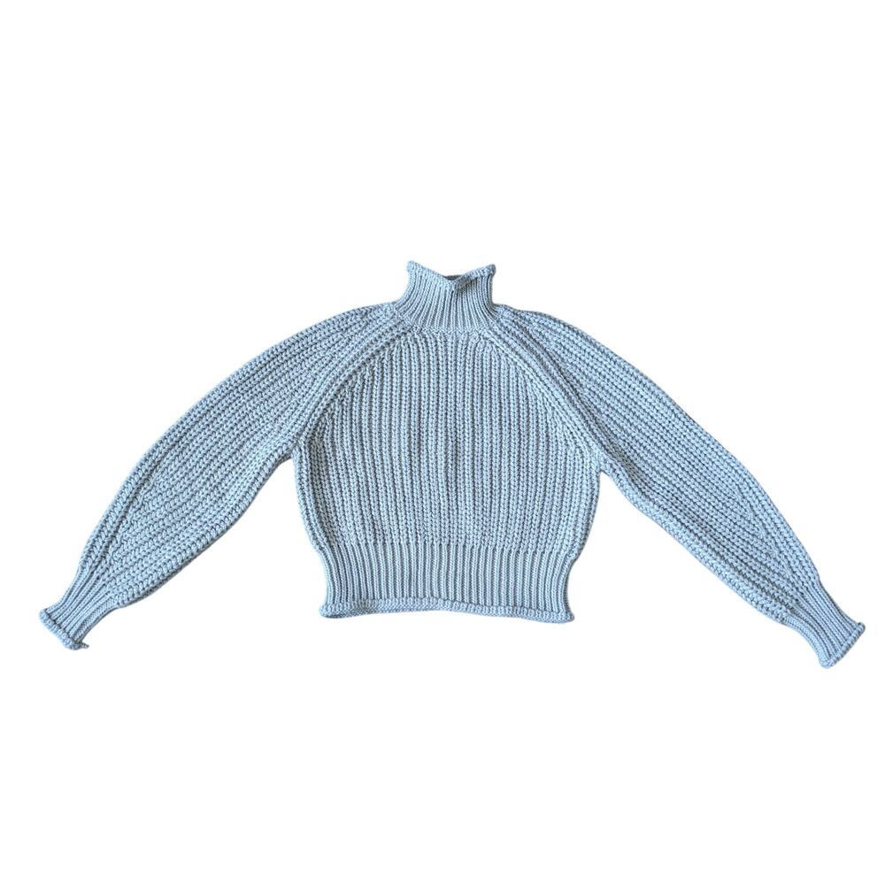NWT H&M Thick Knit Sweater Women S Gray Chunky Balloon Sleeves Mock Neck